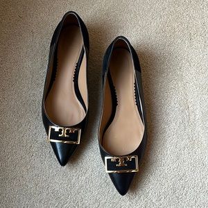 Tory Burch Gigi 20mm Pointy Toe Flat in Calf Leather/Silk Suede